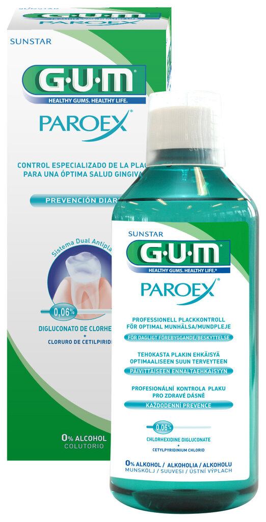 Suuvesi Paroex 0,06%CHX+0.05%‘PC 500 ml põletikuvastane seeria GUM® (1702) hind ja info | Hambaharjad, hampapastad ja suuloputusvedelikud | hansapost.ee