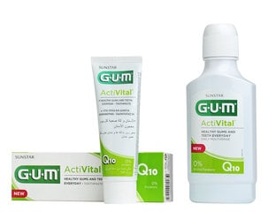 Suuloputusvesi ActiVital koos Q10 ja granaatõunaga 300ml GUM hind ja info | Sunstar Gum Parfüümid, lõhnad ja kosmeetika | hansapost.ee