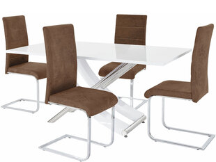 Söögitoamööbli komplekt Notio Living Carl/Cosy, valge/pruun//toolide mõõdud puuduvad hind ja info | Söögilauakomplektid | hansapost.ee