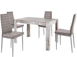 Комплект мебели для столовой Notio Living Lori 120/Kota, старинный белый/светло-серый цена и информация | Комплекты мебели для столовой | hansapost.ee