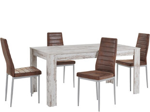 Комплект мебели для столовой Notio Living Lori 160/Kota, состаренный белый/коричневый цена и информация | Комплекты мебели для столовой | hansapost.ee