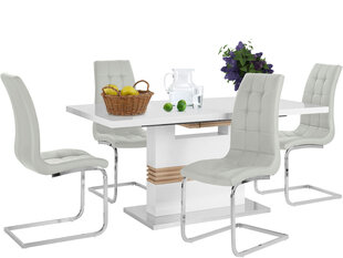 Комплект мебели для столовой Notio Living Pavlos 160 / Lola, белый / светло-серый цена и информация | Комплекты мебели для столовой | hansapost.ee