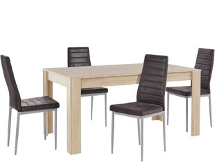 Комплект мебели для столовой Notio Living Lori 160/Kota, цвета дуба/темно-коричневый цена и информация | Комплекты мебели для столовой | hansapost.ee