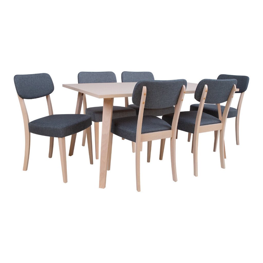Söögilauakomplekt Adora laud ja 6 tooli, hele pöök hind ja info | Söögilauakomplektid | hansapost.ee