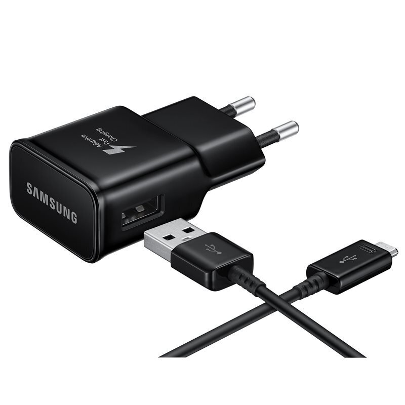 Telefonilaadija Samsung EP-TA20EBECGWW / Quick Charge 3.0 / 15W Original Travel Adapter + Type-C USB, must цена и информация | Laadijad mobiiltelefonidele | hansapost.ee