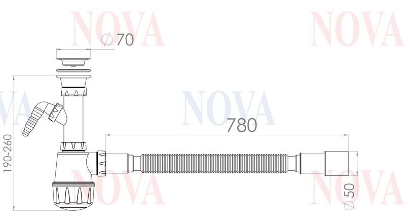 Valamu sifoon Nova Maxi 1061 цена и информация | Sifoonid ja põhjaklapid | hansapost.ee