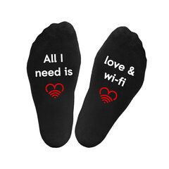 Naiste sokid kirjaga "Love &Wifi" hind ja info | Lõbusad sokid | hansapost.ee