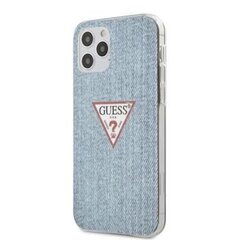 Джинсовый треугольный чехол Guess для iPhone12 Pro Max PC/TPU, синий цена и информация | Чехлы для телефонов | hansapost.ee