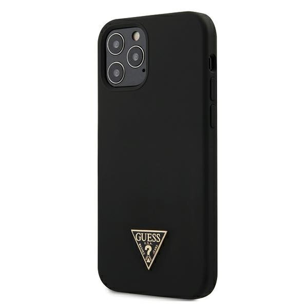 Ümbris Guess    Apple    iPhone 12/12 Pro 6.1'' Metal Triangle Silicone Cover    Black цена и информация | Telefonide kaitsekaaned ja -ümbrised | hansapost.ee