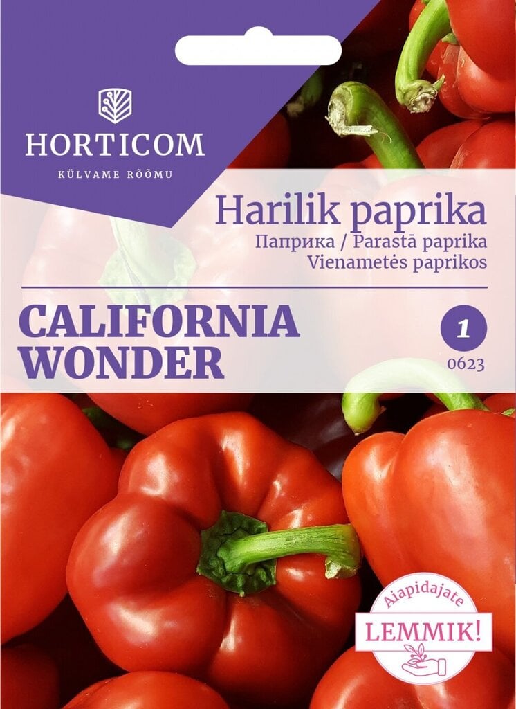 Harilik paprika California Wonder 1g hind ja info | Marja- ja köögiviljaseemned | hansapost.ee
