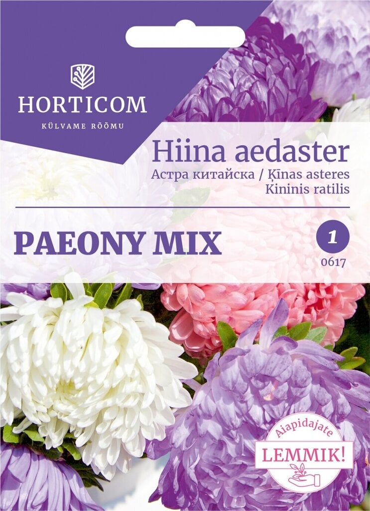 Hiina aedaster Paeony segu 1g hind ja info | Lilleseemned | hansapost.ee