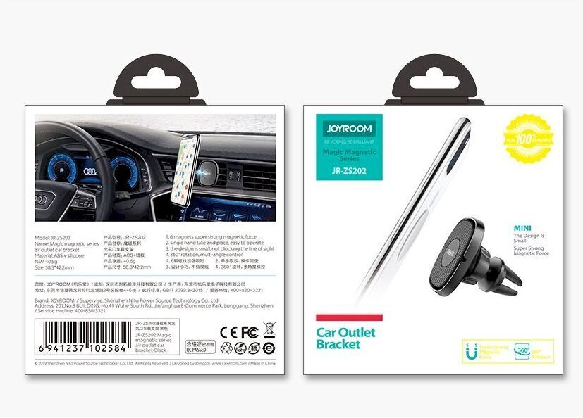Telefoni hoidja Joyroom JR-ZS202 Magic Magnetic Series Air Outlet Car Bracket, must цена и информация | Telefonihoidjad | hansapost.ee