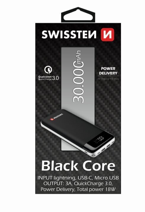 Akupank Swissten 30000mAh : 2.1A / USB / USB-C / hind ja info | Akupangad | hansapost.ee