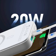 Joyroomi akupank 10 000 mAh 20 W toiteallika kiirlaadimise magnetiline juhtmevaba Qi laadija 15 W iPhone'i jaoks MagSafe ühilduv valge (JR-W020 valge) цена и информация | Зарядные устройства Power bank | hansapost.ee