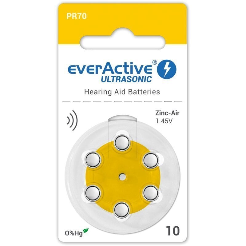Patareid kuuldeaparaadile everActive Ultrasonic PR70 10, 6 tk цена и информация | Patareid | hansapost.ee