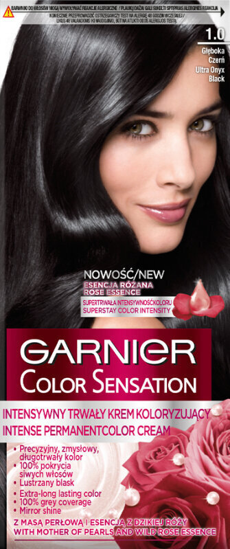 Kauapüsiv juuksevärv Garnier Color Sensation 110 ml, 1.0 Ultra Onyx Black цена и информация | Juuksevärvid | hansapost.ee