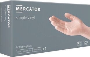 Перчатки виниловые Mercator VINYLEX-PF без пудры, размер L, 100 шт. цена и информация | Тазик с ручками круглый 9л, серый | hansapost.ee