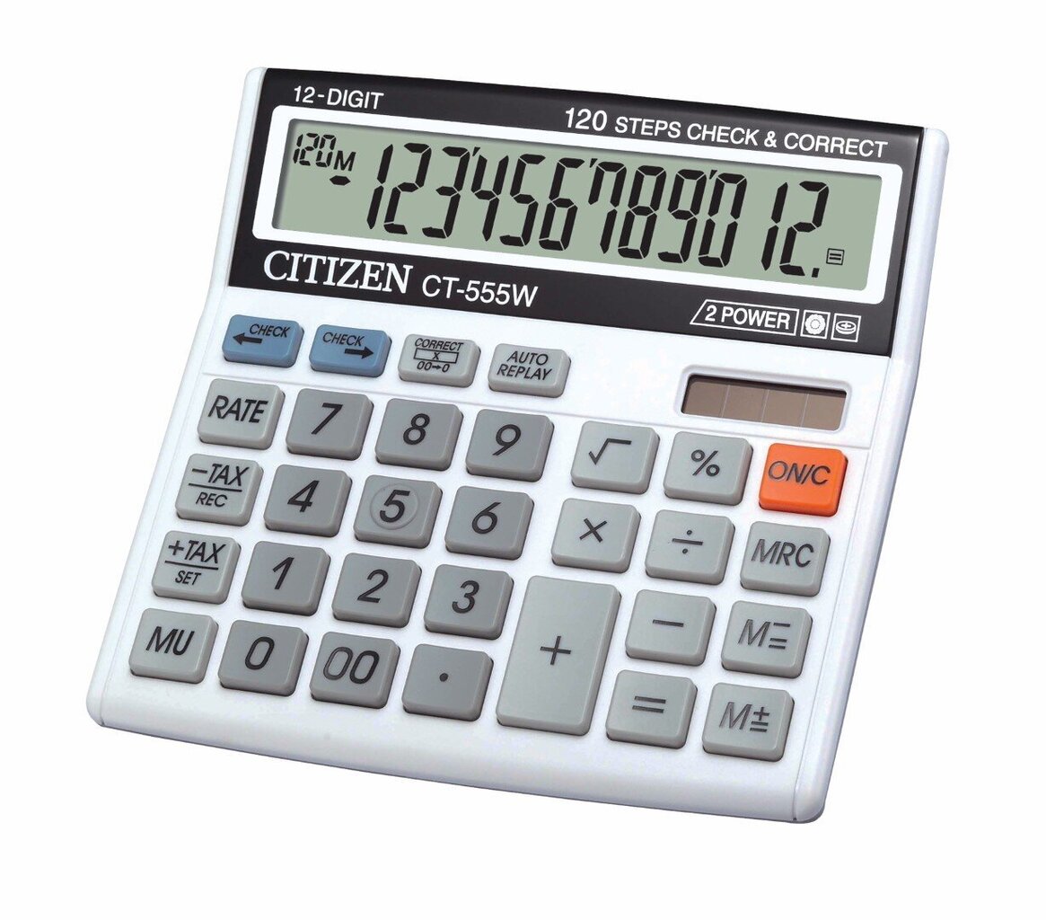 Kalkulaator Citizen CT 555W, valge цена и информация | Kirjatarvikud | hansapost.ee