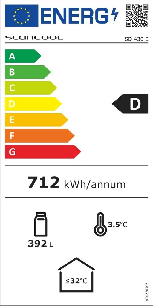 Scandomestic SD430E, klaasuksega vitriinkülmik, 198 cm цена и информация | Külmkapid-külmikud | hansapost.ee