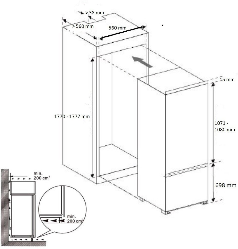 Integreeritav külmik Brandt BIC1724ES hind ja info | Külmkapid-külmikud | hansapost.ee