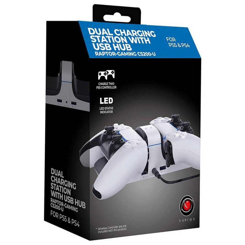 Playstation 4 ja 5 juhtpuldi laadimisalus Raptor Dual Charging Station hind ja info | Mängupuldid | hansapost.ee