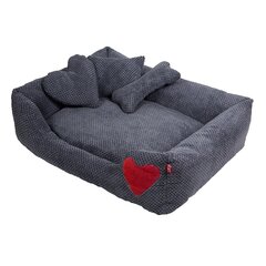 Amibelle кроватка с красным сердечком для домашних животных, тёмно-серая 50 x 60 x 12 см цена и информация | Лежаки, домики | hansapost.ee