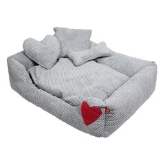Amibelle кроватка с красным сердечком для домашних животных, серая 50 x 60 x 12 см цена и информация | Лежаки, домики | hansapost.ee