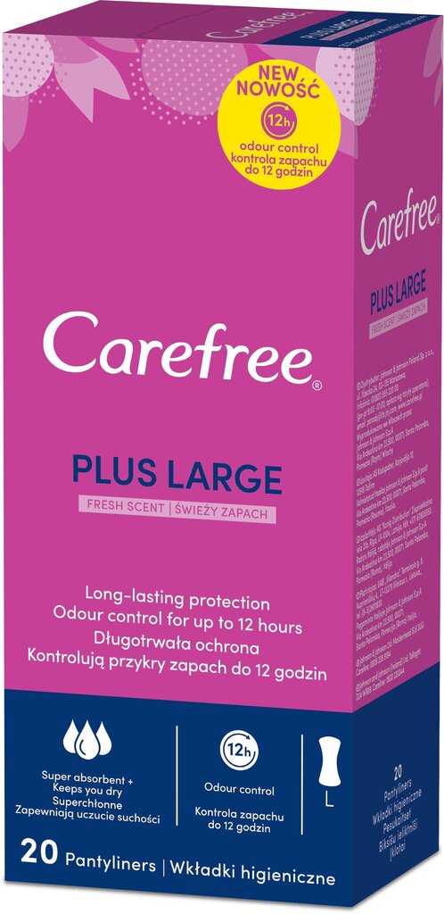 CAREFREE Large Fresh pesukaitsmed, 20 tk. цена и информация | Tampoonid, hügieenisidemed ja menstruaalanumad | hansapost.ee