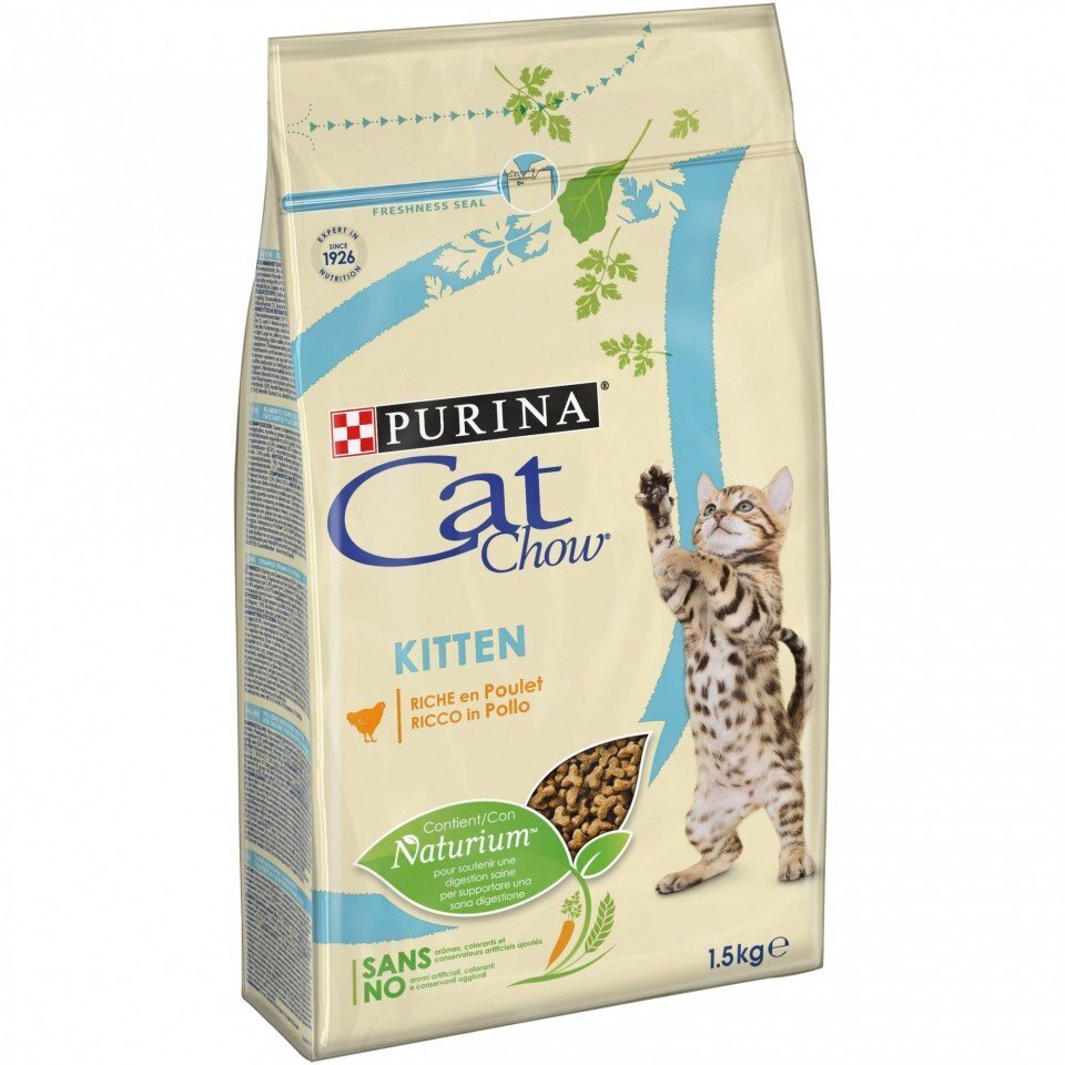 Purina Cat Chow Kitten kanaga, 1,5 kg цена и информация | Kassi kuivtoit ja kassikrõbinad | hansapost.ee