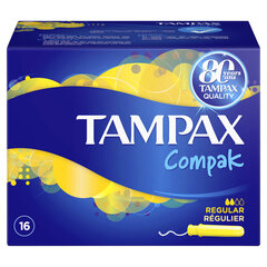 Tampoonid TAMPAX Compak Regular, 16 tk. hind ja info | Tampoonid, hügieenisidemed ja menstruaalanumad | hansapost.ee