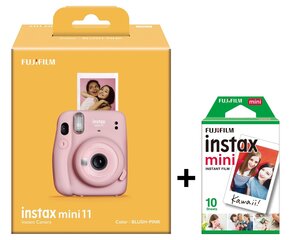 Kiirpildikaamera Fujifilm Instax Mini 11 + Instax Mini Glossy (10tk) , Blush Pink hind ja info | Kiirpildikaamerad | hansapost.ee