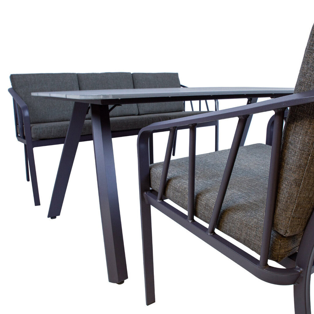 Aiamööblikomplekt Kahla laud, diivan ja 2 tooli, hall hind ja info | Välimööbli komplektid | hansapost.ee