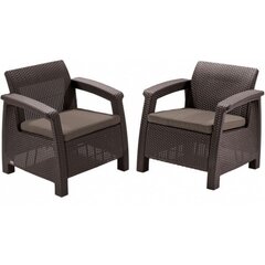 Садовые стулья Corfu Duo Set коричневый цена и информация | Садовые стулья, кресла, пуфы | hansapost.ee