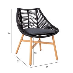 Tool HELSINKI 64x65xH84cm, alumiiniumraam musta nöörpunutisega hind ja info | Aiatoolid, rõdutoolid | hansapost.ee