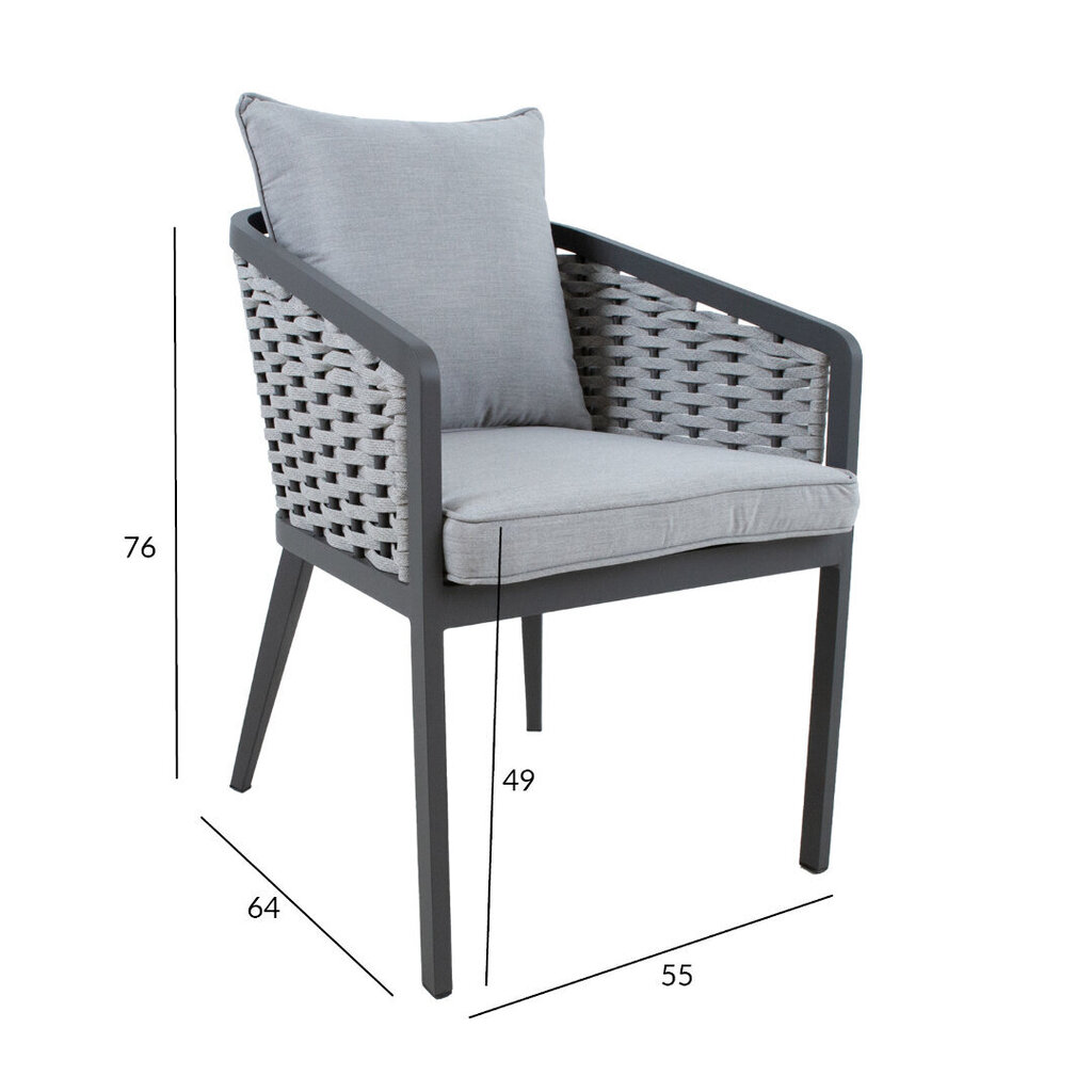 Tool MARIE hall 55x64xH76cm, alumiiniumraam, nöörpunutis, olefin kangas hind ja info | Aiatoolid, rõdutoolid | hansapost.ee