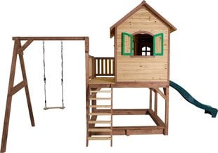 Деревянный домик с качелями и горкой Axi Liam Julia, Brown/green/green цена и информация | Детские домики | hansapost.ee