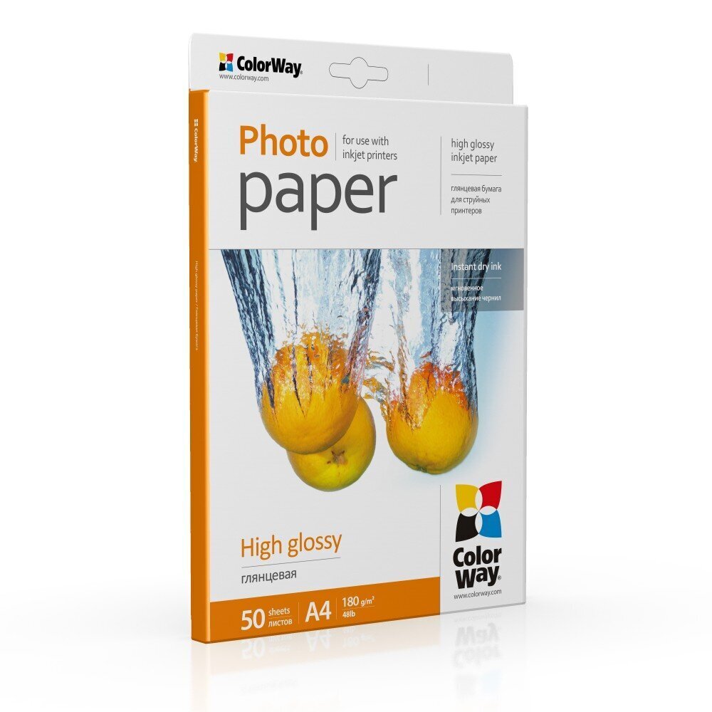 ColorWay A4, High Glossy Photo Paper, 50 Sheets, A4, 180 g цена и информация | Vihikud, märkmikud ja paberikaubad | hansapost.ee