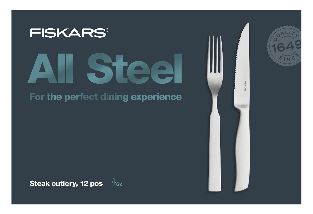 Fiskars All Steel Söögiriistade komplekt Steak 12-osa price and information | Söögiriistad ja komplektid | hansapost.ee