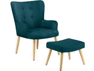 Кресло с подножкой Notio Living Chanel, вельвет, темно-синее цена и информация | Кресла | hansapost.ee