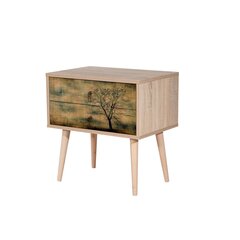 Ночной столик Kalune Design 863 (VIII), 61 см, дуб/темно-зеленый цена и информация | Ночные шкафы | hansapost.ee