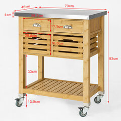 Кухонный шкафчик на колесиках SoBuy FKW40-N, коричневый цена и информация | Кухонные шкафчики | hansapost.ee