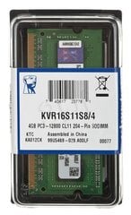 KINGSTON DDR3-1600 4GB SO-DIMM CL11 hind ja info | Kingston Arvutid ja IT- tehnika | hansapost.ee