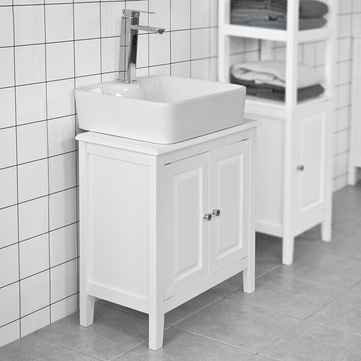 Eraldiseisev vannitoa valamukapp SoBuy FRG202-W, valge цена и информация | Vannitoakapid | hansapost.ee