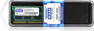GoodRam DDR3 SODIMM 4GB 1333MHz CL9 (GR1333S364L9S/4G) цена и информация | Объём памяти | hansapost.ee
