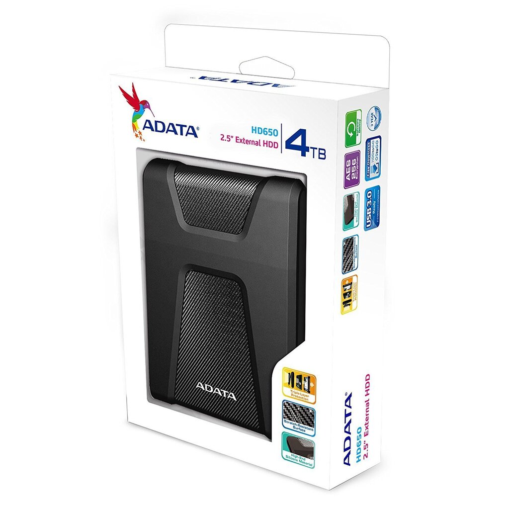 ADATA HD650 4TB USB3.0 Black ext. 2.5in hind ja info | Välised kõvakettad | hansapost.ee