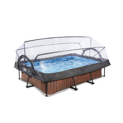 Каркасный бассейн Exit Wood с фильтром и козырьком-навесом, 220x150x65 см, коричневый цена и информация | EXIT Досуг | hansapost.ee