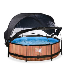 Каркасный бассейн Exit Wood с фильтром и навесом, ø300x76 см, коричневый цена и информация | Бассейны | hansapost.ee