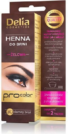 Kulmuvärv Delia Cosmetics Henna 15 ml, 3.0 Dark Brown цена и информация | Kulmupliiatsid, -puudrid ja -värvid | hansapost.ee