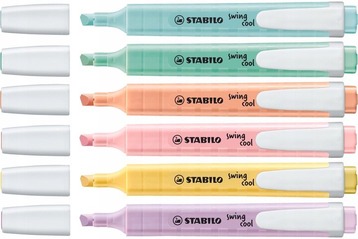 Stabilo Zakreślacz SwingCool etui 6 kolorów Pastel STABILO hind ja info | Kirjatarvikud | hansapost.ee