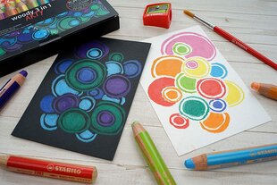 Värvilised pliiatsid STABILO WOODY 3 in 1 | 6 värvi + pliiatsiteritaja ARTY hind ja info | Kunstitarbed, voolimise tarvikud | hansapost.ee